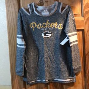 Green Bay Packer cold shoulder sweater
